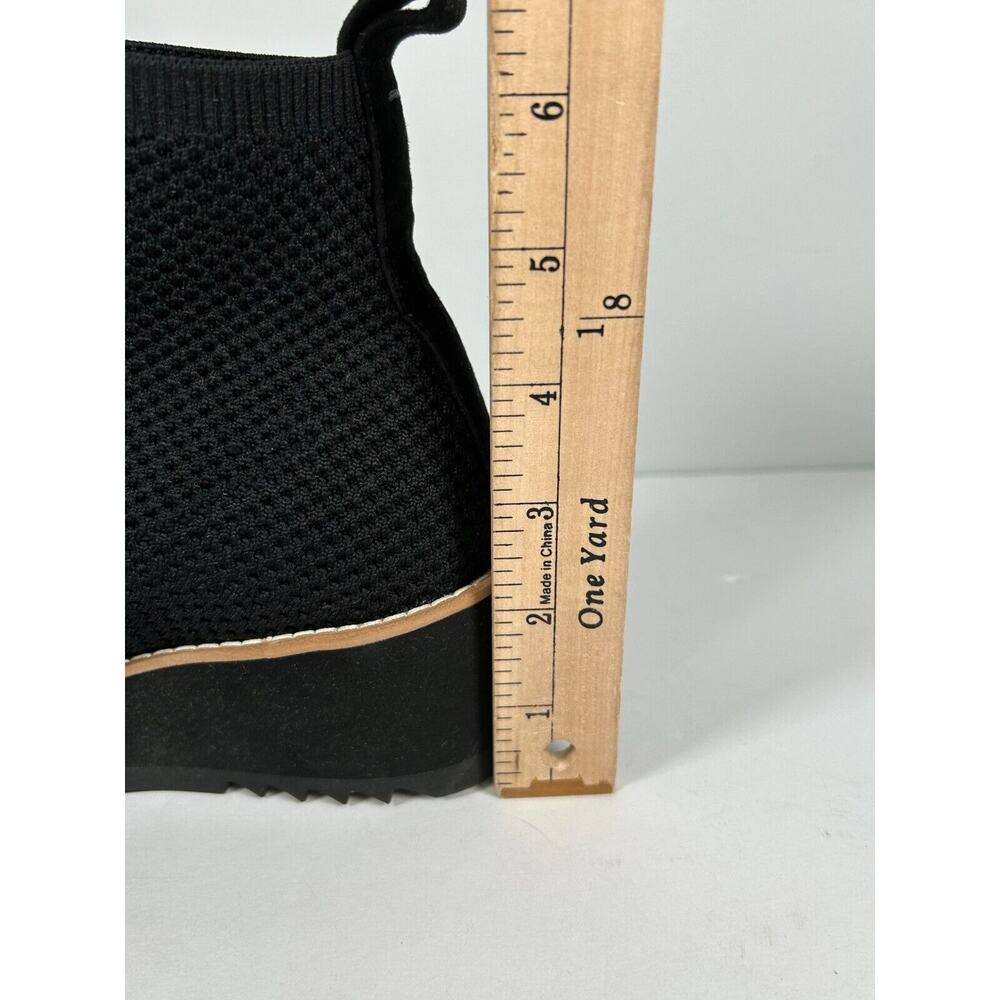 Eileen Fisher London Womens Black Stretch Knit Wedge Platform Ankle Boots Size 5 - Picture 12 of 12
